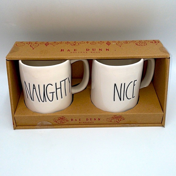 Rae Dunn Holiday Mugs Gift Set Naughty & Nice - Picture 1 of 5